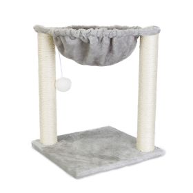 Cat Play Tower Bed Fuzzy Kitten Scratching Post w/Hammock Pet Lounge Furniture For Climbing Playing Relaxing Sleeping