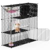 3-Tier Cat Cage Enclosure Indoor Cat Cage Playpen With Hammock Toy Ball Ladder DIY Iron Wire Cat House Kennels Crate For 1-2 Cats Ferret Rabbit Small