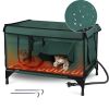 Waterproof Heated Cat House Outdoor Weatherproof Insulated Kitty Shelter Feral Cat Heating Bed with Heating Pad Anti-Chew Cord 2 Doors 3 Windows for I