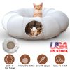 Indoor Cat Tunnel Bed with Interactive Hanging Ball Circle Cat Tunnel Cooling Fabric Central Soft Mat Flexible Design Foldable Tunnel for Cats Puppy