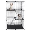 3 Tier Cat Playpen Cage Metal Indoor Cat House Detachable Kitten House with 3 Doors 2 Ladders Large Cat Exercise Place for 1-2 Cats Black