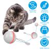 Electric Cat Toy Cat Teaser Ball Automatic Self Rotating Interactive Cat Motion Exercise Toy with Feather Bell LED Lights USB Rechargeable