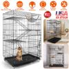 4 Tiers Cat Cage Rolling Metal Cat Playpen Enclosures Cat Kennel House Ferret Crate with 360° Lockable Wheels 3 Doors 3 Ladders Hammock