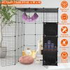 4Tier Cat Playpen Cage Black Iron Indoor Cat House Detachable Kitten House with Storage Shelves Cat Hammock Flexible Installation For 1-4Cats Exercise