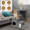 3 Step Pet Stair 4-IN-1 Foldable Dog Ramp Non-Slip Cat Storage Ladder with Scratcher Storage and Pet House for Old Pet Small/Medium Dog/Cat 165LBS Max