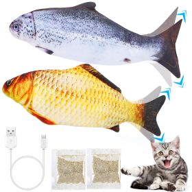 2Pcs Electric Moving Fish Cat Toy Realistic Wagging Fish Catnip Kicker Toy Interactive Chew Bite Kick Supplies For Cat Kitten