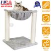 Cat Play Tower Bed Fuzzy Kitten Scratching Post w/Hammock Pet Lounge Furniture For Climbing Playing Relaxing Sleeping