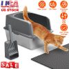 Enclosed Stainless Steel Cat Litter Box With Lid Stainless Steel Litter Pan Tray for Big Cats Non-Stick Anti-Urine Leakage Easy Cleaning High-Side Lar