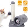 Cat Scratching Post Cat Kitten Sisal Scratch Post Toy w/ Tunnel & Lifelike Mouse Toy Pet Activity Play Fun