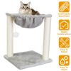 Cat Play Tower Bed Fuzzy Kitten Scratching Post w/Hammock Pet Lounge Furniture For Climbing Playing Relaxing Sleeping