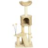 PawHut Indoor Kitty Playground: Beige Tower with Scratching Posts & Condos