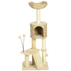 PawHut Indoor Kitty Playground: Beige Tower with Scratching Posts & Condos