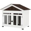 PawHut 40"L Wooden Dog House Outdoor Indoor for Small, Medium, Large Dogs, with Air Vents & Elevated Removable Floor