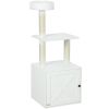 PawHut Cat Tree with Litter Box Enclosure, Scratching Posts, Bed, Climbing Platforms for Indoor Cats, White