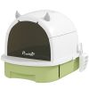 PawHut Covered Cat Litter Box with Lid, Scoop, Deodorizing Bags for Odor Control, Privacy, Easy to Clean, Green