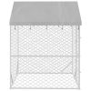 Outdoor Dog Kennel with Roof Silver 6.6'x6.6'x8.2' Galvanized Steel