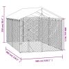 Outdoor Dog Kennel with Roof Silver 9.8'x9.8'x8.2' Galvanized Steel