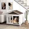PawHut 40"L Wooden Dog House Outdoor Indoor for Small, Medium, Large Dogs, with Air Vents & Elevated Removable Floor