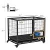 PawHut Heavy Duty Metal Dog Kennel with Bowl Holder Wheels and Removable Tray for Medium to Large Dogs Secure Black