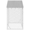 Outdoor Dog Kennel with Roof Silver 9.8'x4.9'x8.2' Galvanized Steel