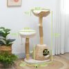 PawHut 41" Modern Cat Condo, Indoor Cat Tree with Scratching Posts, Soft Removable Cushions & Toy Balls, Cream White