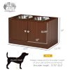 PawHut Elevated Dog Bowls with Storage Cabinet, Raised Dog Bowl Stand Pet Food Bowl Dog Feeding Station, Brown