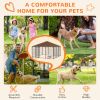 PawHut 6.9'x6.9'x5' Outdoor Dog Kennel with Canopy, Coffee Garden Playpen Fence Crate Enclosure Cage, Rotating Bowl Secure Pet Play