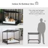 PawHut Wicker Dog House Raised Rattan Pet Sofa with Cushion for Indoor Outdoor Brown