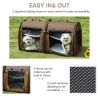 PawHut Portable Cat Cage 39 Twin Compartment Show House with Soft Cushions Storage Bag Brown