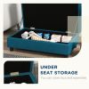 PawHut Elevated Dog Bed with Storage Space Soft Cushion for Small to Medium Pets Navy Blue