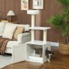 PawHut Cat Tree with Litter Box Enclosure, Scratching Posts, Bed, Climbing Platforms for Indoor Cats, White