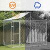 Outdoor Dog Kennel with Roof Silver 9.8'x4.9'x8.2' Galvanized Steel