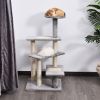 PawHut 40" 5-Level Revolving Stair Cat Tree Scratcher Climbing Activity Tower with Play Center and Resting Perch - Gray