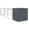 Dog House with Run Anthracite 43.3"x159.4"x43.3" Galvanized Steel