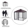 PawHut 5'x 5' Outdoor Dog Kennel with Roof, Steel Dog Fence with Water-and UV-Resistant Canopy, Jet Black