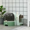 PawHut Cat Litter Box Easy to Clean Open with Scoop, Green