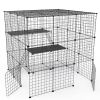 3 Tier Large Cat Cage Enclosure Indoor Cat Playpen Iron Construction Cat House Detachable Cat Crate With 2 Ladders Doors For 1-4 Cats 41.73”L x 41.73”