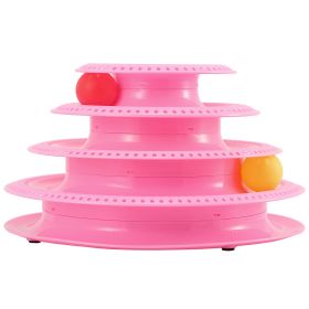 Cat Track Tower Toys 4-Layer Ball Track Interactive Cat Toys Electric Rotate Butterfly Birds (Dog health: 4Layer_PNK)