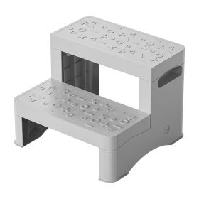 2 Step Stool for Kids Toddler Stool with Anti-Slip Surface Toilet Potty Training Stool for Bathroom Kitchen Sink (Dog health: Grey)