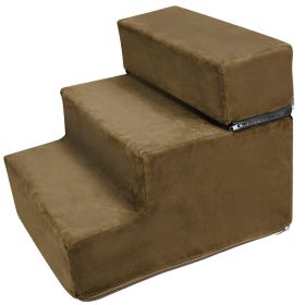 Dog Stairs Pet Step For Bed Couch Sofa Car 3 Steps Soft Foam Detachable Dogs Cats Climb Ladder (Dog health: Beige)
