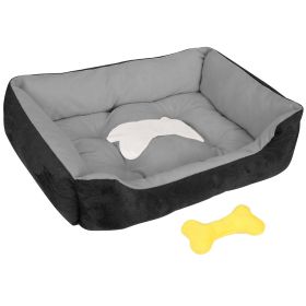 Pet Dog Bed Soft Warm Fleece Puppy Cat Bed Dog Cozy Nest Sofa Bed Cushion Mat For S/M Dog (Dog health: Black_S)