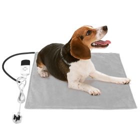 Pet Heating Pad Waterproof Electric Heating Mat Warming Blanket with 9 Heating Modes 4 Timer Settings Washable Cover Chew Resistant Cord Case (Dog health: Grey_UK)