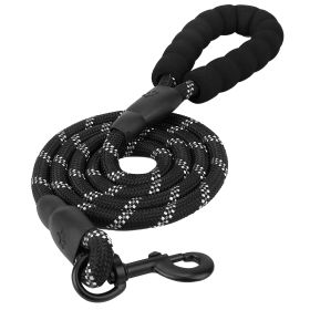 5FT Dog Leash Dog Training Walking Lead w/ Foam Handle Highly Reflective Treads Strong Nylon Dog Rope For Small Medium Dogs (Dog health: Black)
