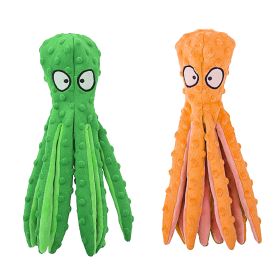 2Pcs Squeaky Dog Toys No Stuffing Crinkle Plush Octopus Dog Teething Toy Interactive Dog Toy Dog Training Toy For Puppy Small Medium Large Dog (Dog health: Green_Orange)