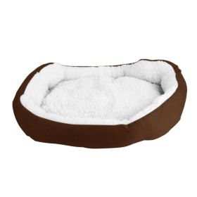Pet Dog Bed Soft Warm Fleece Puppy Cat Bed Dog Cozy Nest Sofa Bed Cushion For S/M Dog (Dog health: Brown)