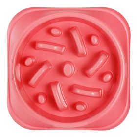 Dog Cat Slow Feeder Bowl Pet No Gulp Feeder Bowl Anti-Bloat Feeding Plate (Dog health: Pink)