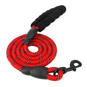 5FT Dog Leash Dog Training Walking Lead w/ Foam Handle Highly Reflective Treads Strong Nylon Dog Rope For Small Medium Dogs (Dog health: Red)