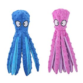 2Pcs Squeaky Dog Toys No Stuffing Crinkle Plush Octopus Dog Teething Toy Interactive Dog Toy Dog Training Toy For Puppy Small Medium Large Dog (Dog health: Blue_Pink)