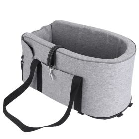 Console Pet Car Seat with Storage Pocket Booster Car Seat Portable Pet Travel Bag Machine Washable Pet Seat Fit For Small Dog Cat (Dog health: Silver)