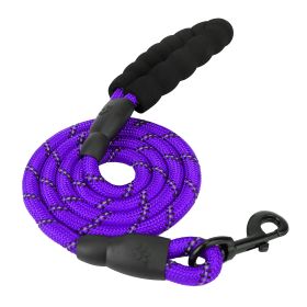 5FT Dog Leash Dog Training Walking Lead w/ Foam Handle Highly Reflective Treads Strong Nylon Dog Rope For Small Medium Dogs (Dog health: Purple)